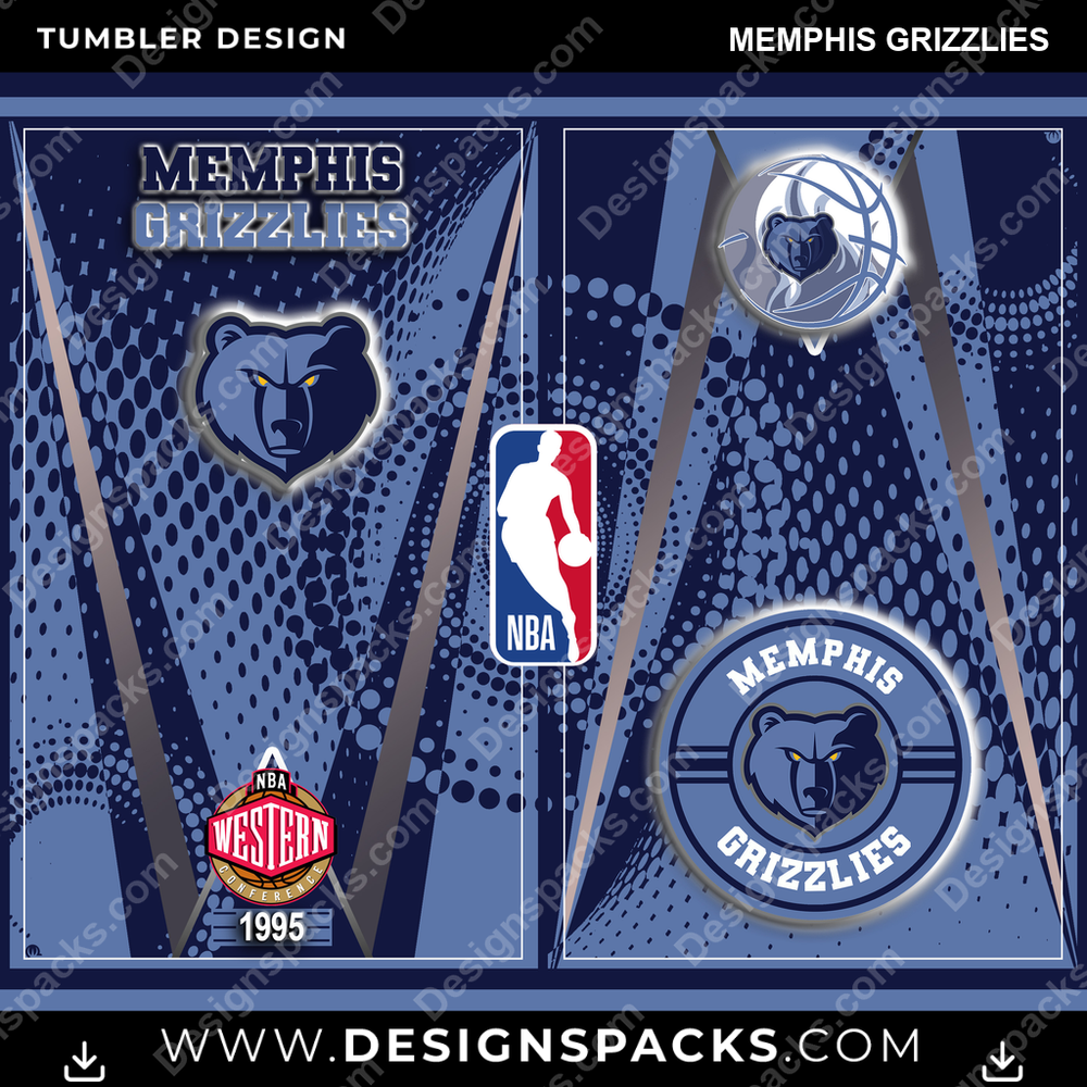 Basketball Team Logo Memphis Grizzlies NBA Basketball Tumbler Digital Wrap Design Download
