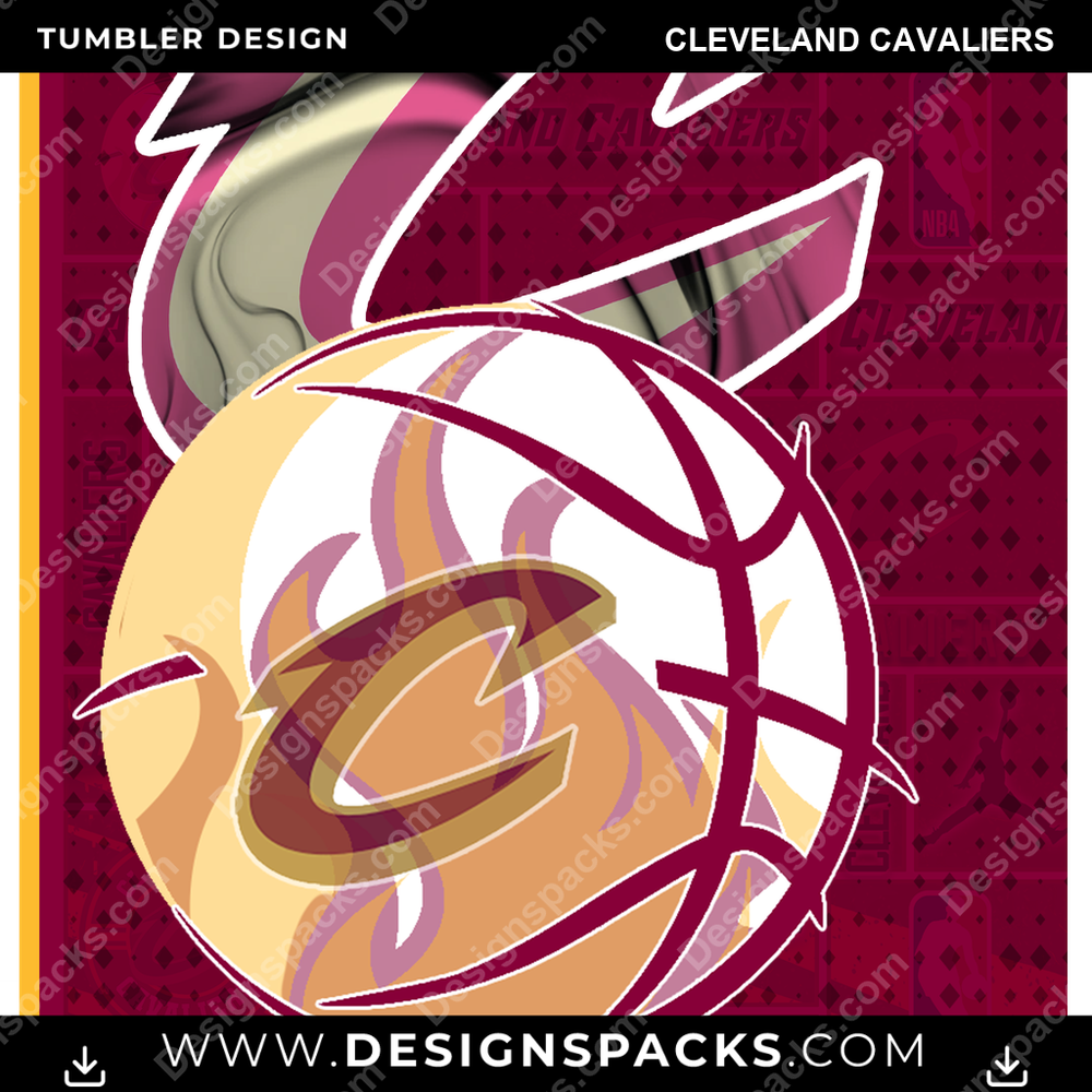 Basketball Posters Cleveland Cavaliers Tumbler Digital Wrap Design