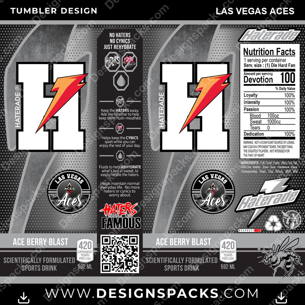 Basketball Haterade Las Vegas Aces Tumbler Digital Wrap Design