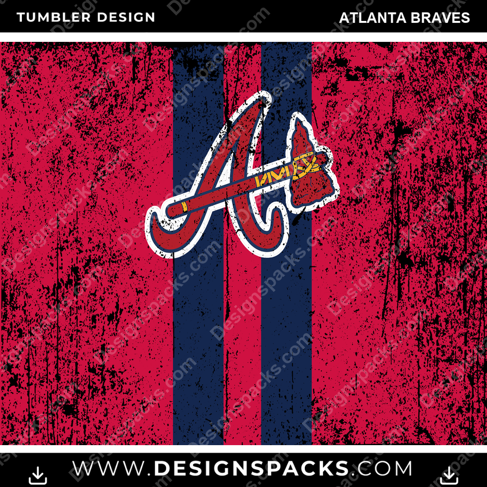 Baseball Grunge Style Atlanta Braves Tumbler Digital Wrap Design