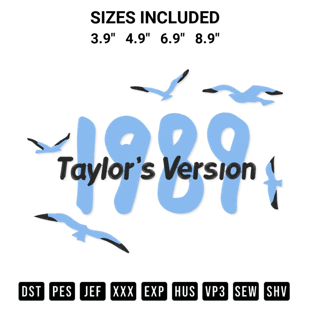 Get the 1989 Taylors Version Top Embroidery Design embroidery design for your custom crafts! Premium digitized files available for instant download at Designspacks.com. Available sizes: 3.9", 4.9", 6.9", 8.9".
