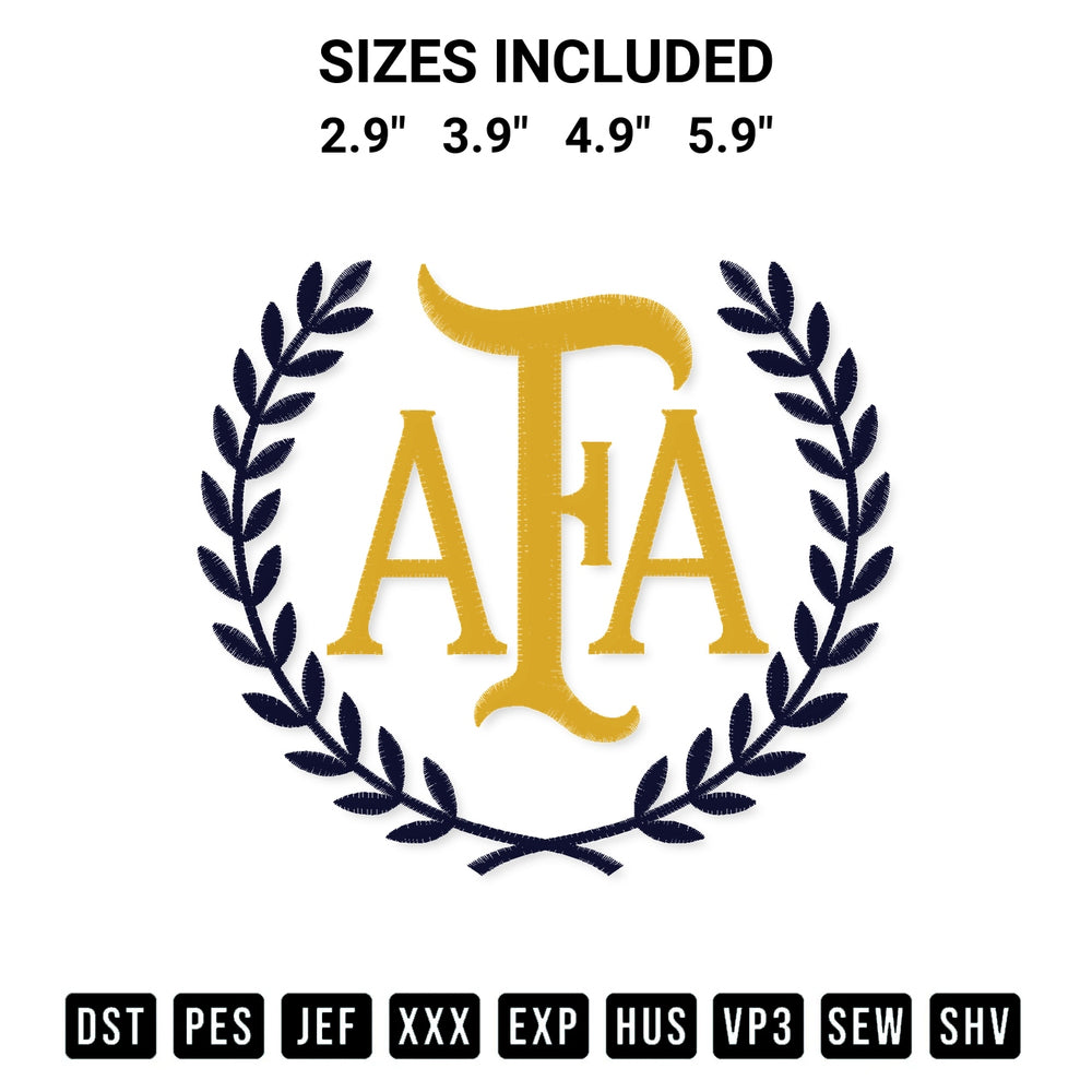Transform your fabrics with the Afa Laurel Crest Embroidery Design embroidery design. Instant access to premium digitized patterns at Designspacks.com. Available sizes: 2.9", 3.9", 4.9", 5.9".