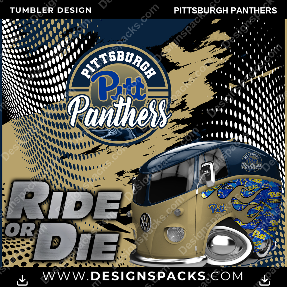 College Sport Ride or Die Pittsburgh Panthers Tumbler Digital Wrap Design