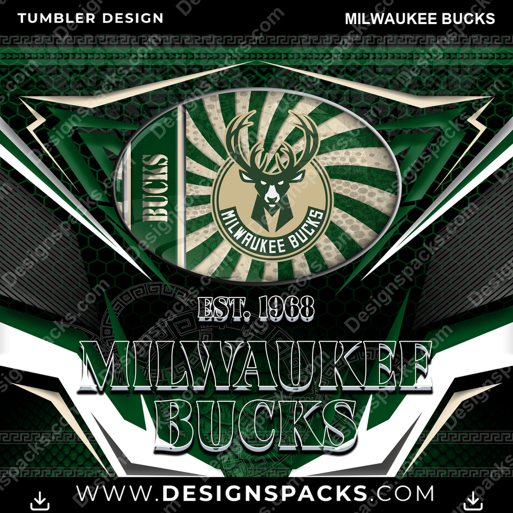 Basketball Tribal Milwaukee Bucks Tumbler Digital Wrap Design
