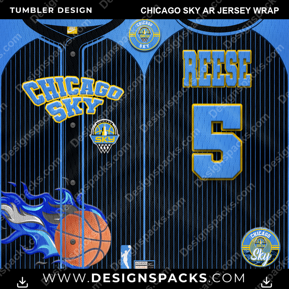 Basketball Team Jersey Chicago Sky AR Tumbler Digital Wrap Design