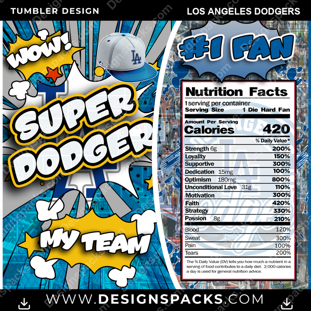 Baseball Super Team Los Angeles Dodgers Tumbler Digital Wrap Design