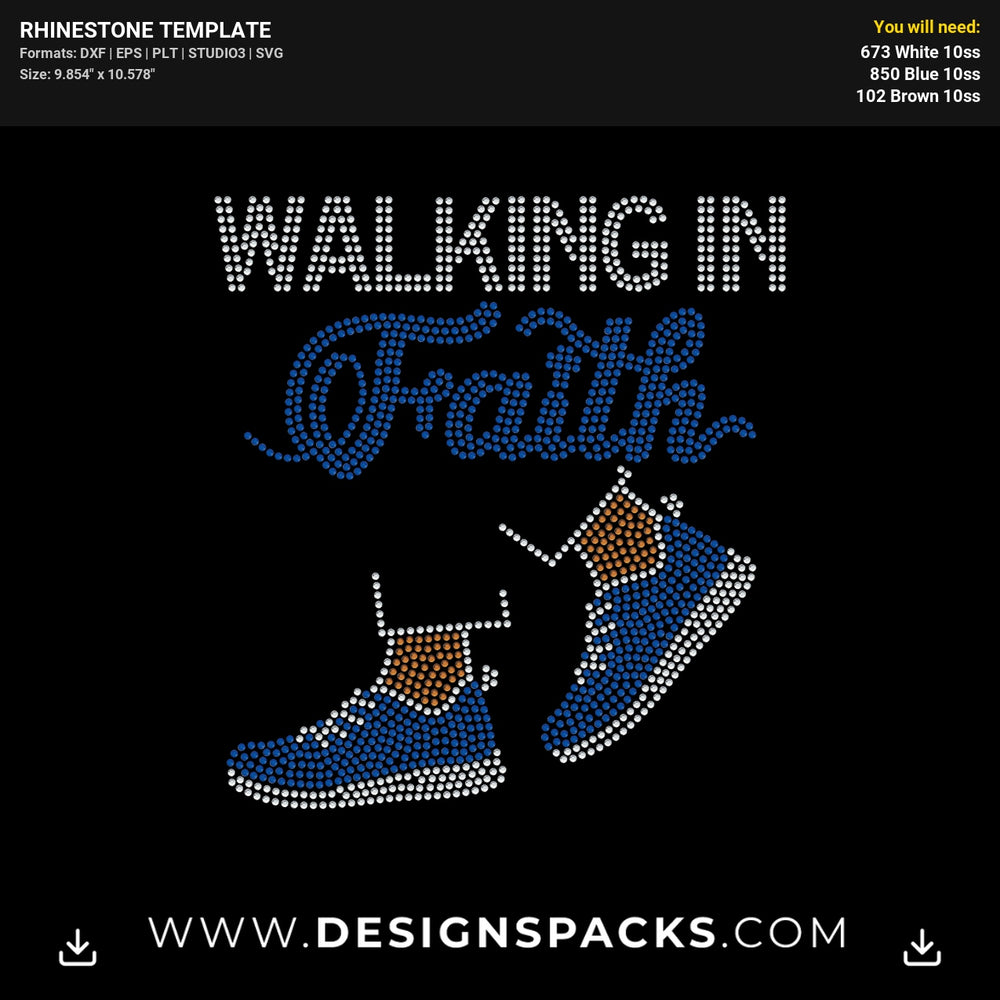 Walking In Faith Sport Shoes Rhinestone Digital Template