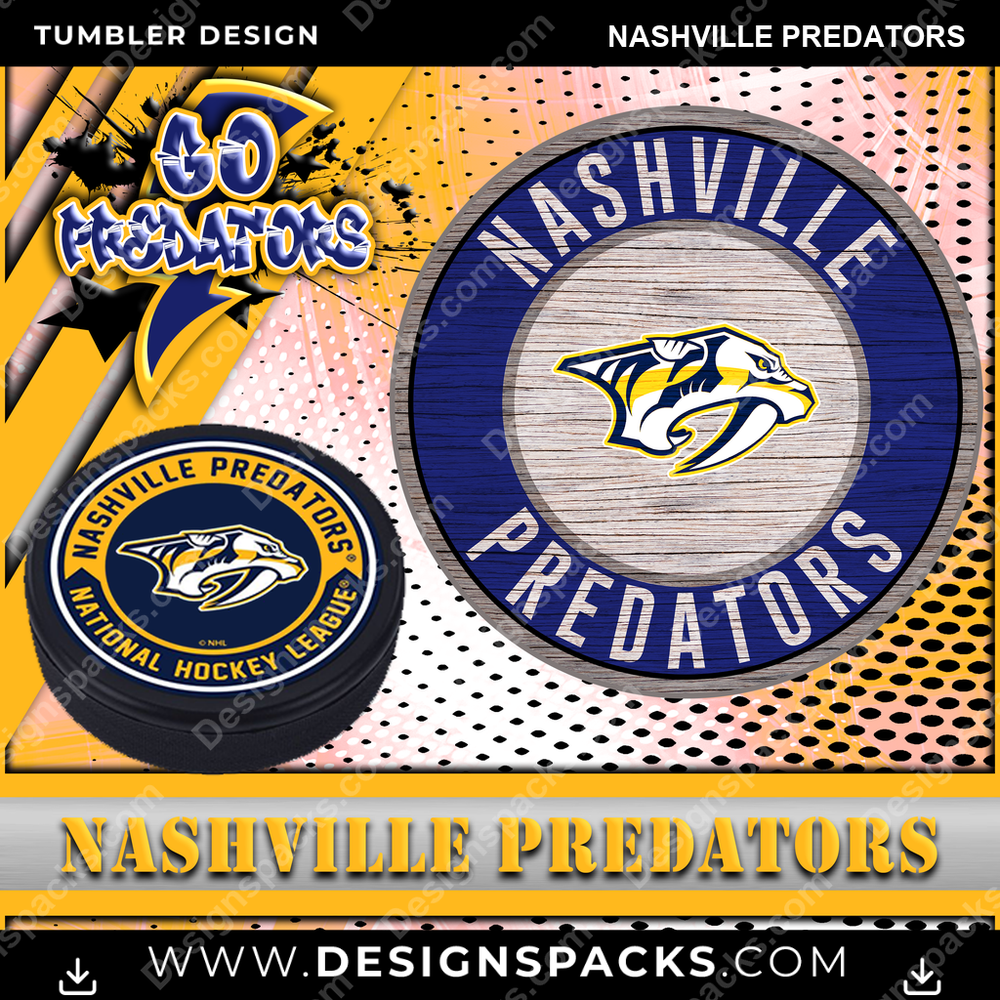 Hockey Go Team Nashville Predators Tumbler Digital Wrap Design