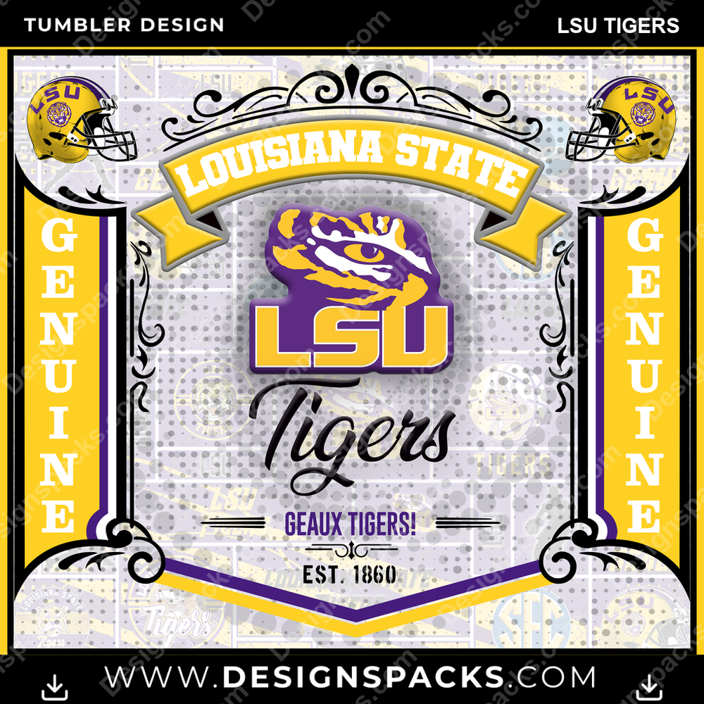 College Sport Bud LSU Tigers NCAA College Sport Tumbler Digital Wrap Design Download