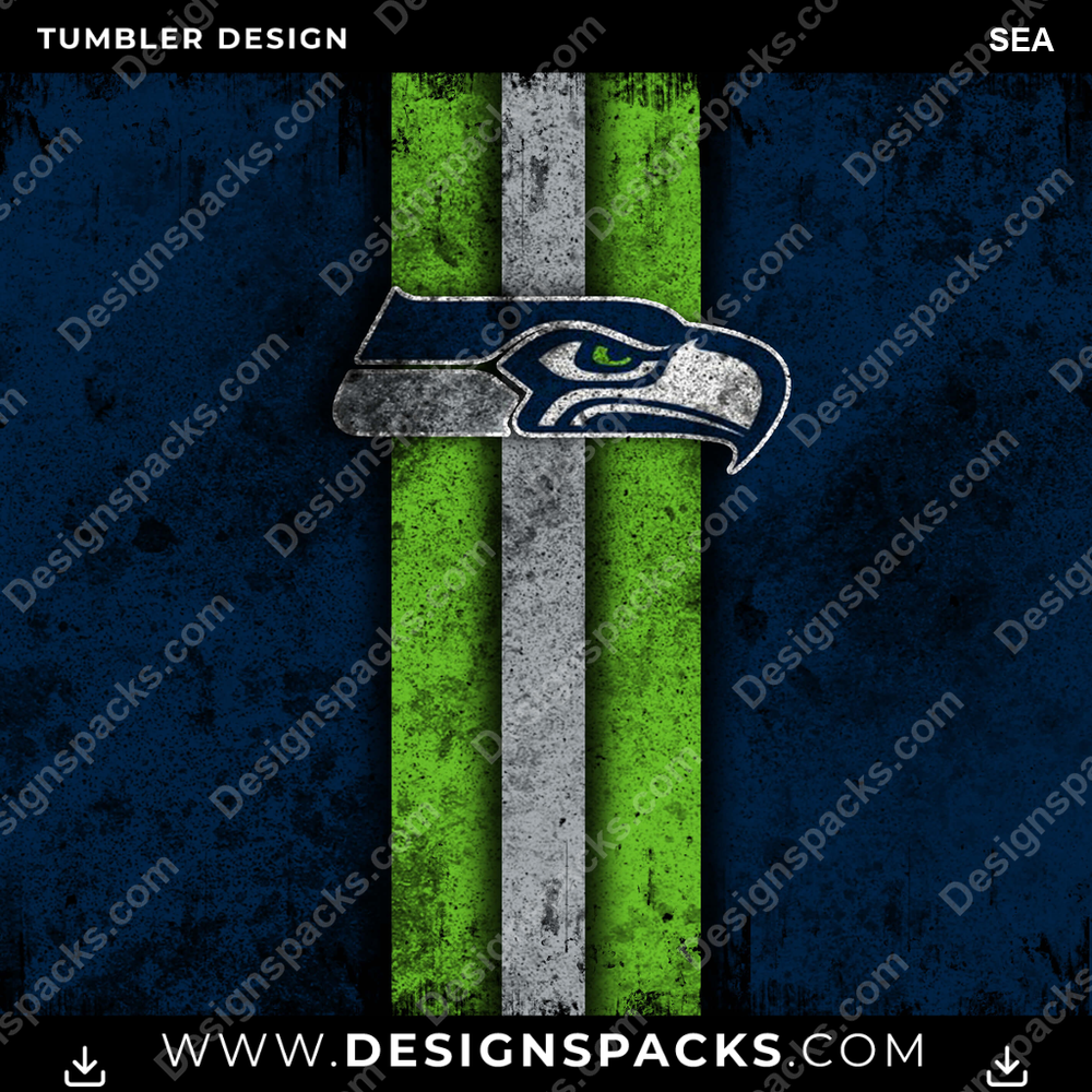 Football Grunge Style SEA NFL Football Tumbler Digital Wrap Design Download