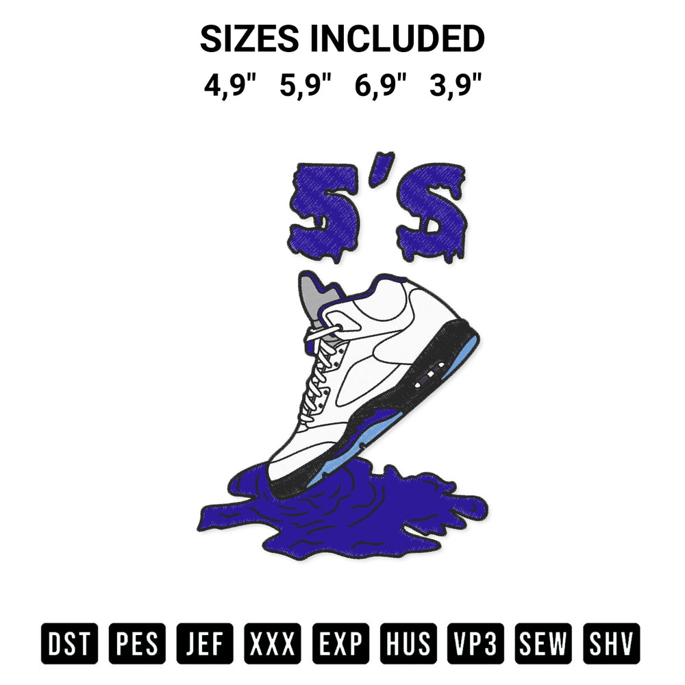 Stitch like a pro with the 5 Retro Concord Dark Concord 5S Shoes Dripping Loser Lover Logo Embroidery Design embroidery pattern from Designspacks.com. High-quality digital machine embroidery file. Available sizes: 4,9", 5,9", 6,9", 3,9".