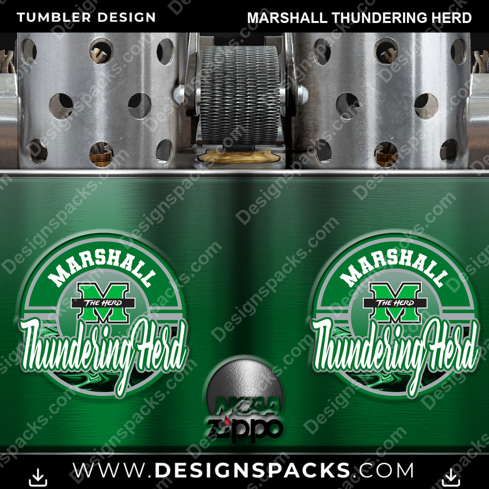 College Sport Zippo Lighter Marshall Thundering Herd Tumbler Digital Wrap Design