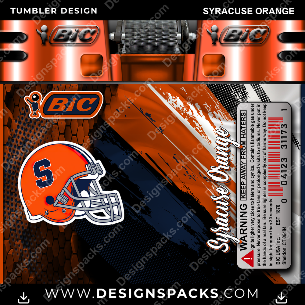 College Sport BIC Lighter Syracuse Orange Tumbler Digital Wrap Design