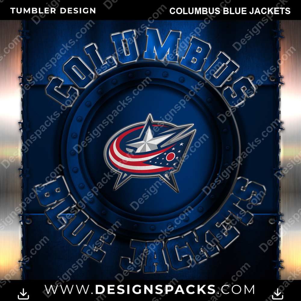 Ice Hockey Metal Columbus Blue Jackets NHL Hockey Tumbler Digital Wrap Design Download