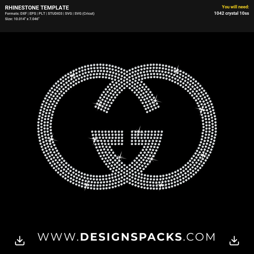 Gucci GG Monogram Pattern Rhinestone Digital Template