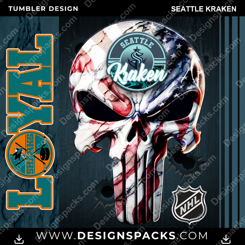Hockey Loyal Seattle Kraken Tumbler Digital Wrap Design