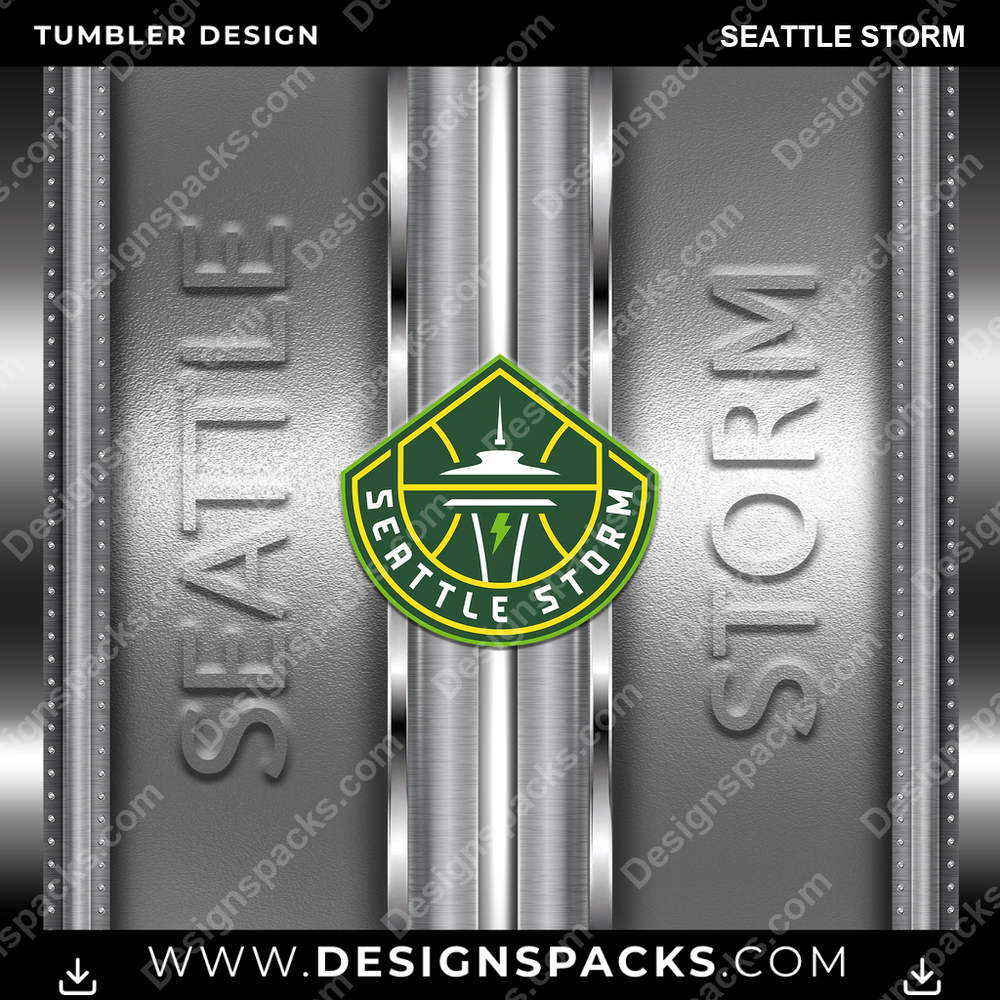 Basketball Metallic Seattle Storm Tumbler Digital Wrap Design