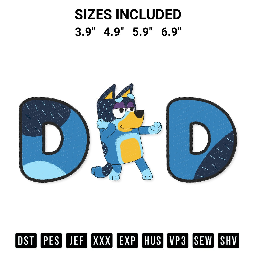 Transform your fabrics with the Bandit Heeler Dad Embroidery Design embroidery design. Instant access to premium digitized patterns at Designspacks.com. Available sizes: 3.9", 4.9", 5.9", 6.9".