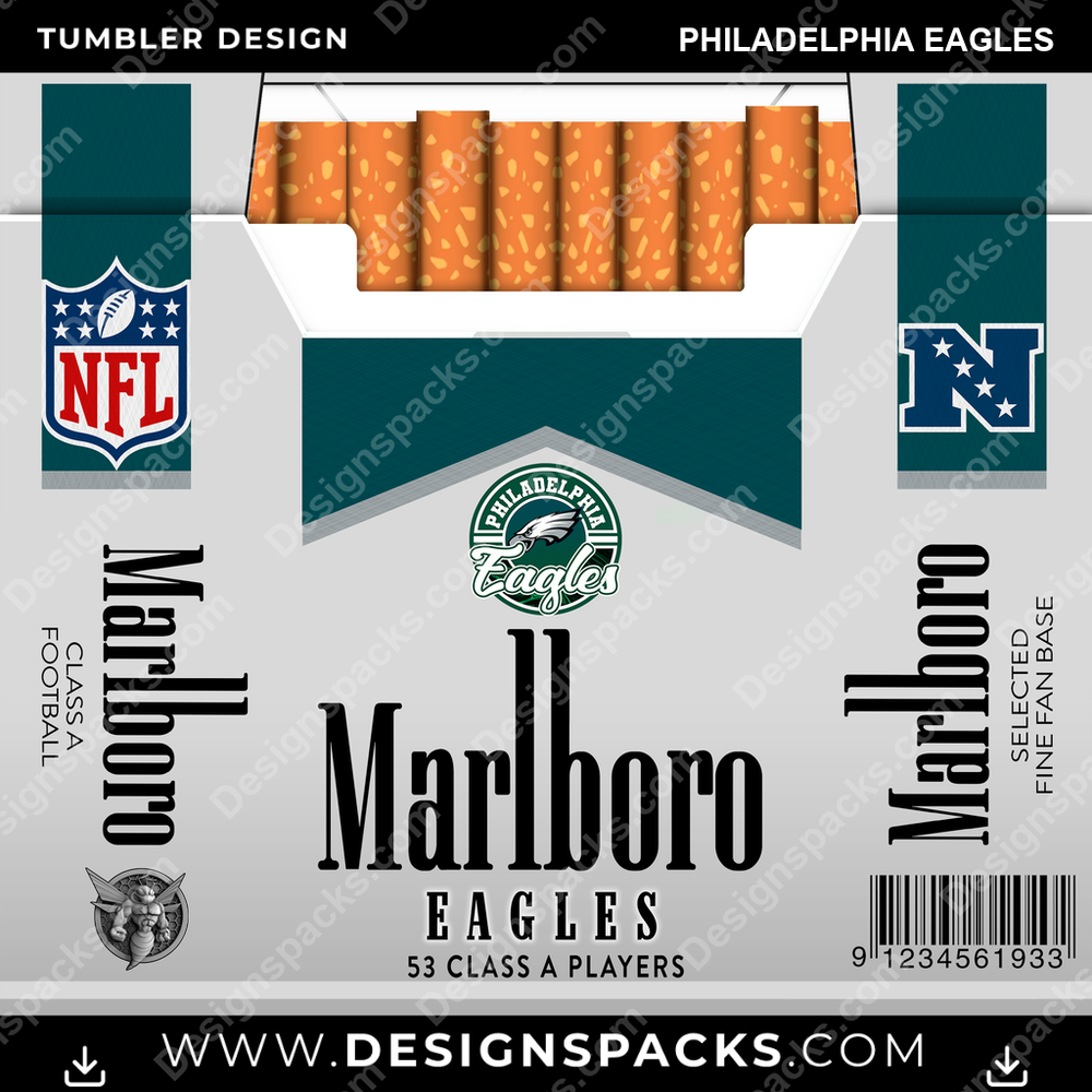 Football Marlboro Philadelphia Eagles NFL Football Tumbler Digital Wrap Design Download