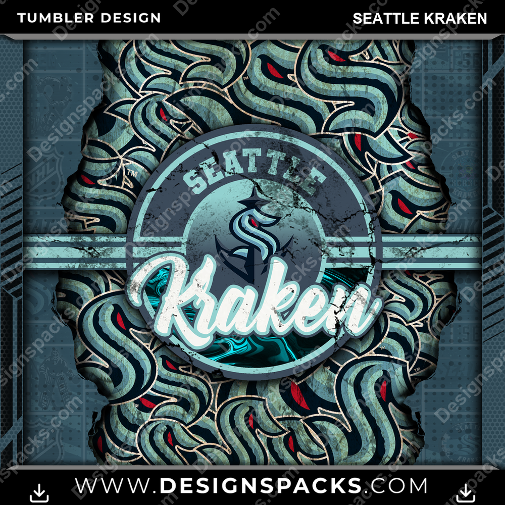 Hockey Ripped Seattle Kraken Tumbler Digital Wrap Design