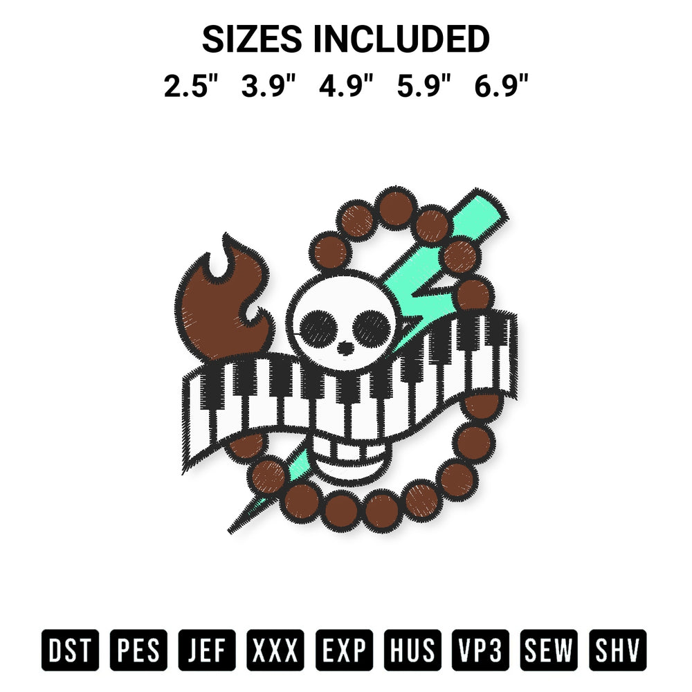 Transform your fabrics with the Scratchmen Apoo Jolly Roger Embroidery Design embroidery design. Instant access to premium digitized patterns at Designspacks.com. Available sizes: 2.5", 3.9", 4.9", 5.9", 6.9".