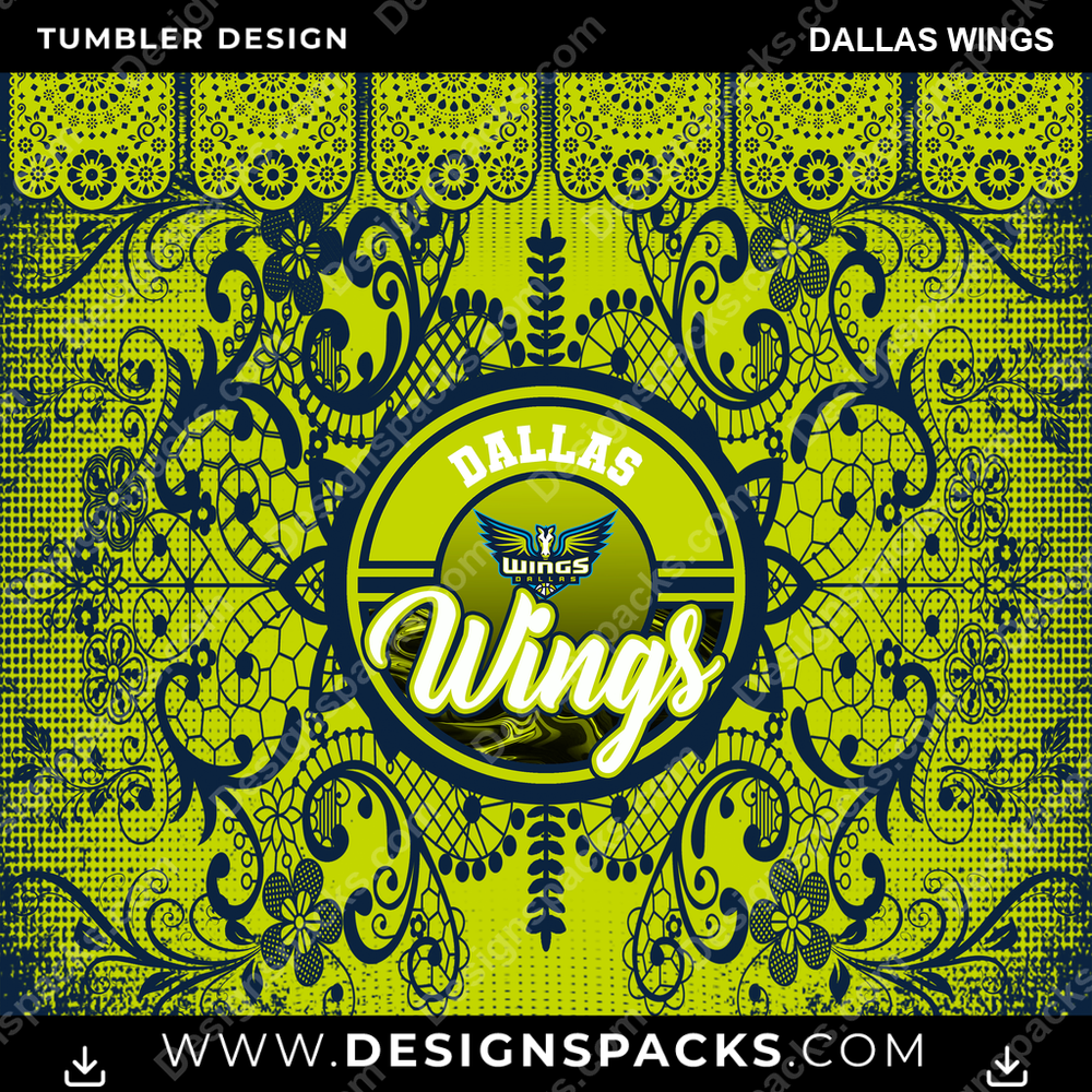 Basketball Lace & Logo Dallas Wings NBA Basketball Tumbler Digital Wrap Design Download
