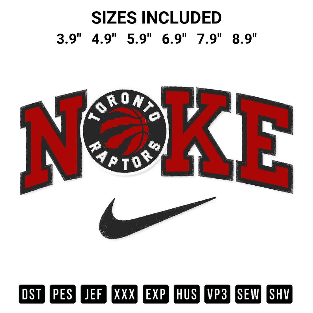 Add a unique touch to your apparel with the Toronto Raptors X Nike Embroidery Design embroidery file. Premium instant download available now on Designspacks.com. Available sizes: 3.9", 4.9", 5.9", 6.9", 7.9", 8.9".