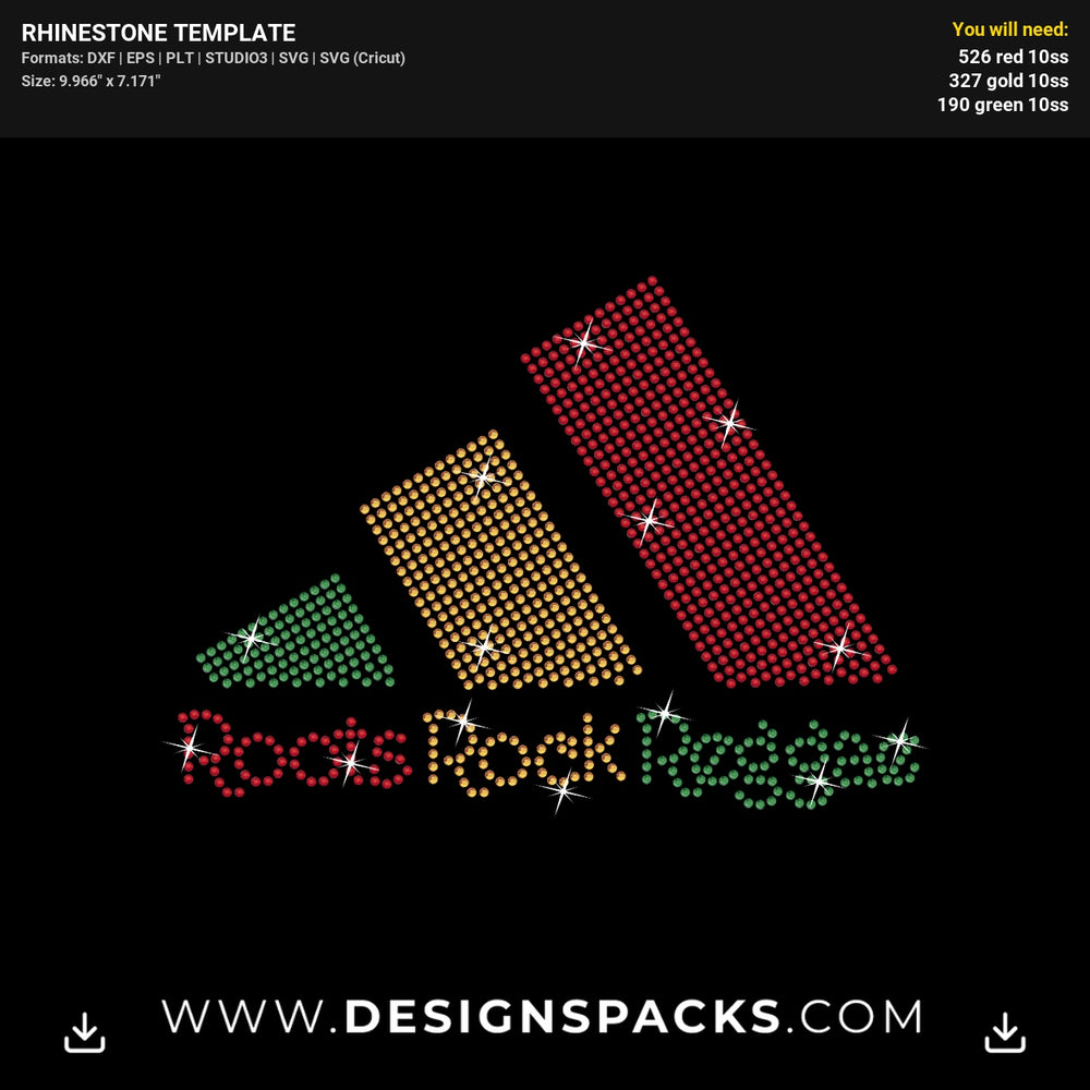 Roots Rock Reggae Music Rhinestone Digital Template