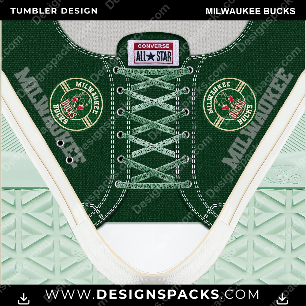 Basketball Converse Milwaukee Bucks Tumbler Digital Wrap Design