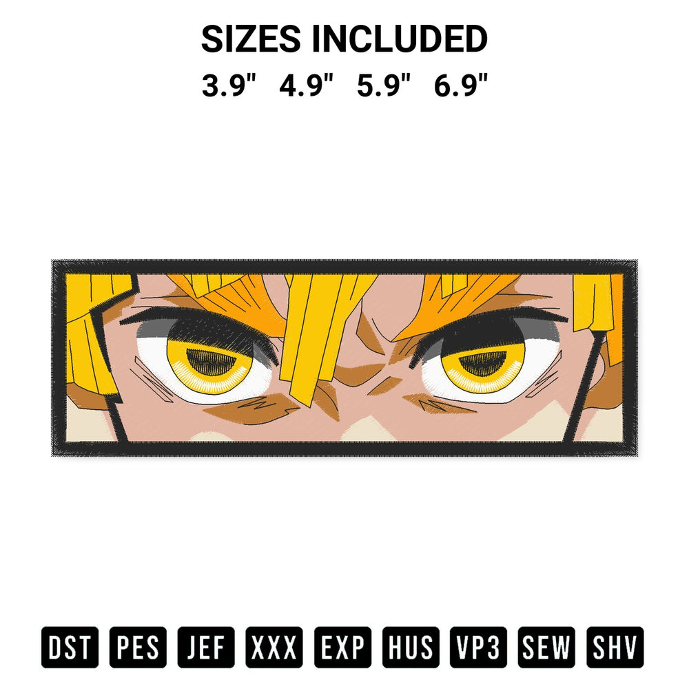 Elevate your next project with our Zenitsu Eyes Embroidery Design embroidery file. Shop high-quality digital patterns instantly at Designspacks.com. Available sizes: 3.9", 4.9", 5.9", 6.9".