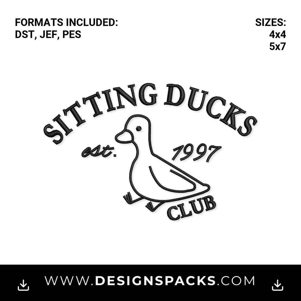 Sitting Ducks Club Est 1997 Duck Embroidery Design - Instant digital download pattern at Designspacks.com