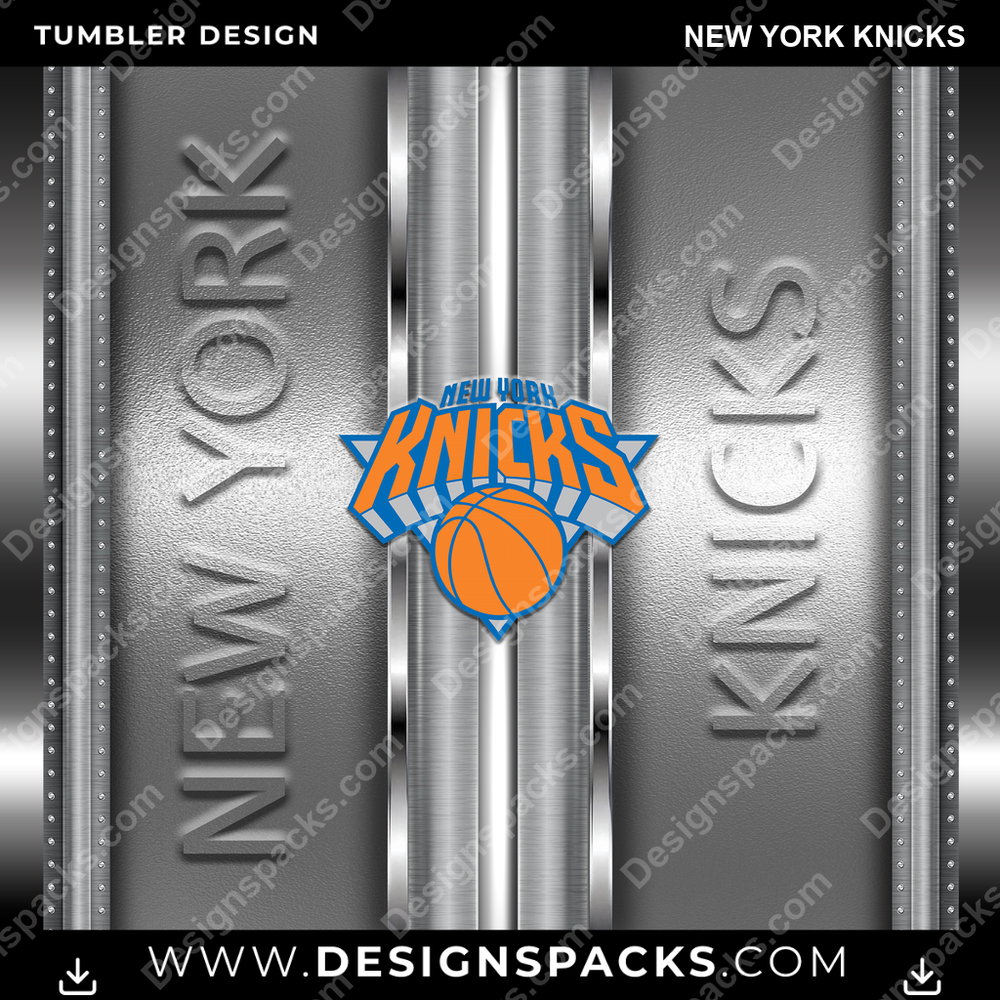Basketball Metallic New York Knicks Tumbler Digital Wrap Design