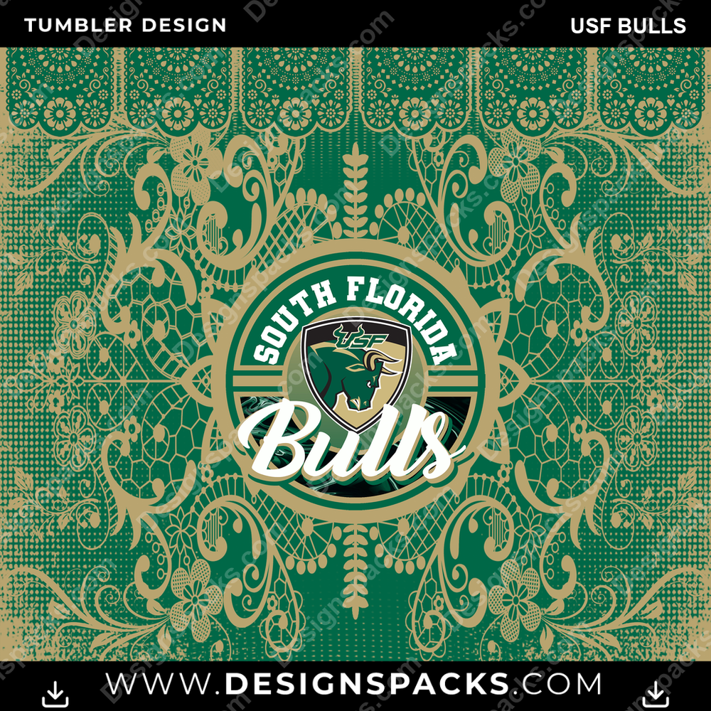 College Sport Lace & Logo USF Bulls NCAA College Sport Tumbler Digital Wrap Design Download