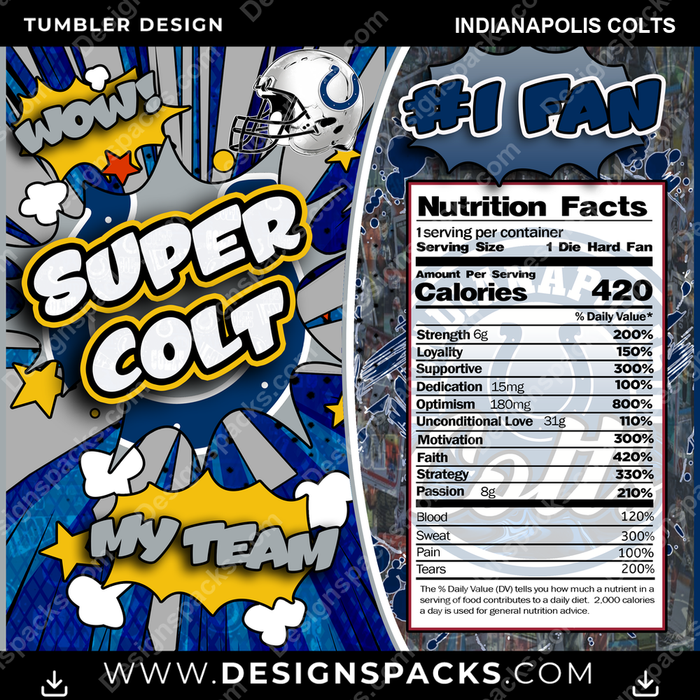 Football Super Team Indianapolis Colts Becher Digitales Wrap-Design