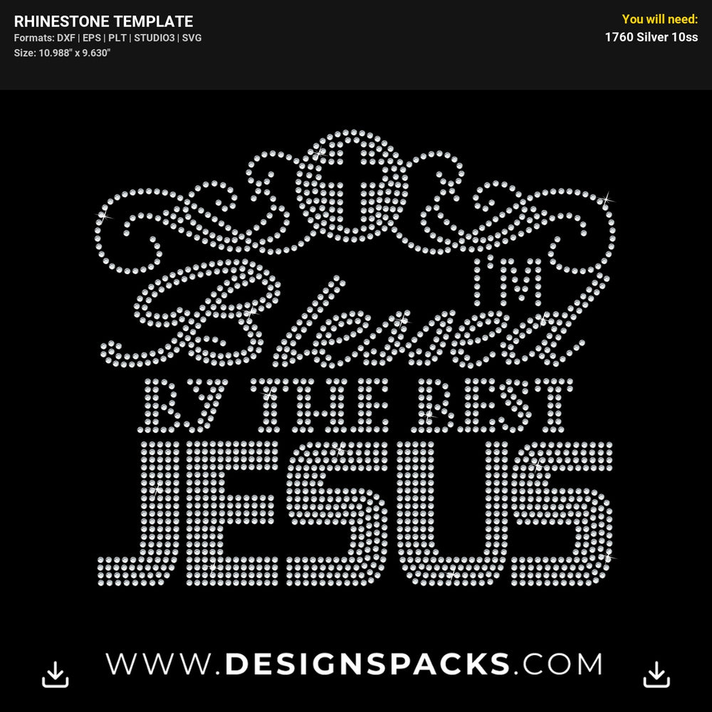 Blessed By Jesus Updated Rhinestone Digital Template