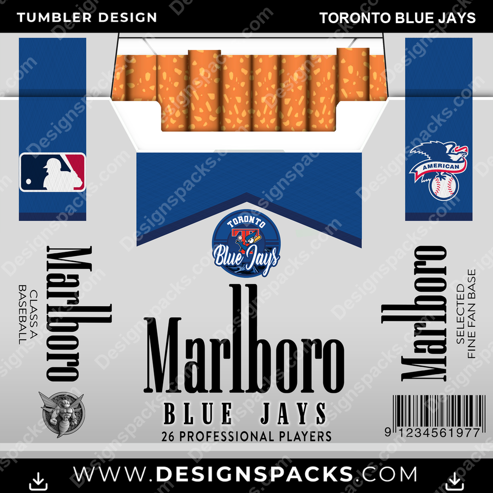 Baseball Marlboro Toronto Blue Jays Tumbler Digital Wrap Design