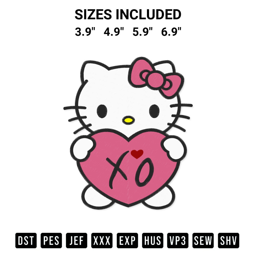 Discover the perfect addition to your crafting collection: Xo The Weeknd Kitty Embroidery Design embroidery file. Instantly available at Designspacks.com. Available sizes: 3.9", 4.9", 5.9", 6.9".