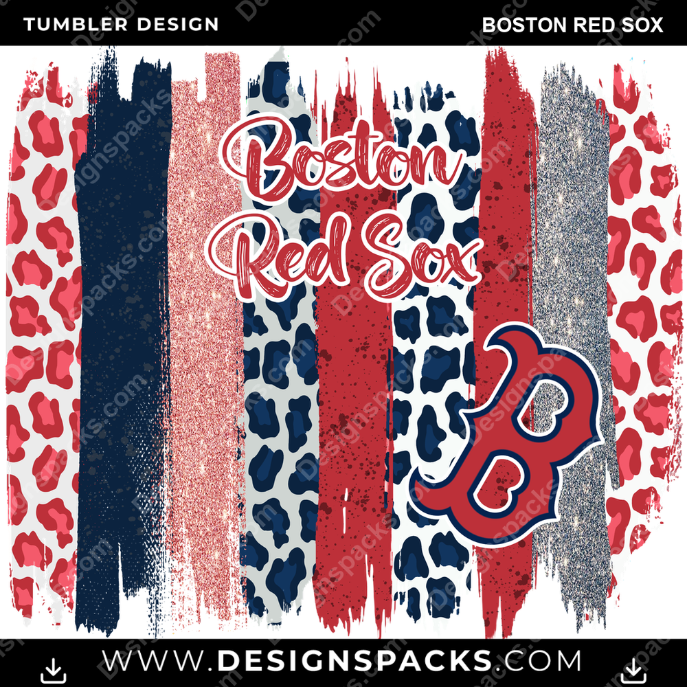 Baseball Brush Strokes Boston Red Sox Tumbler Digital Wrap Design