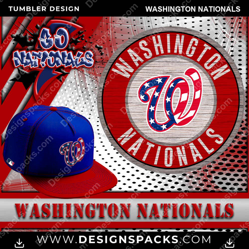 Baseball Go Team Washington Nationals Tumbler Digital Wrap Design