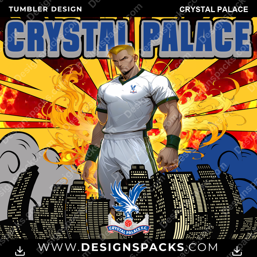 Soccer UK Comic Cover Crystal Palace Tumbler Digital Wrap Design