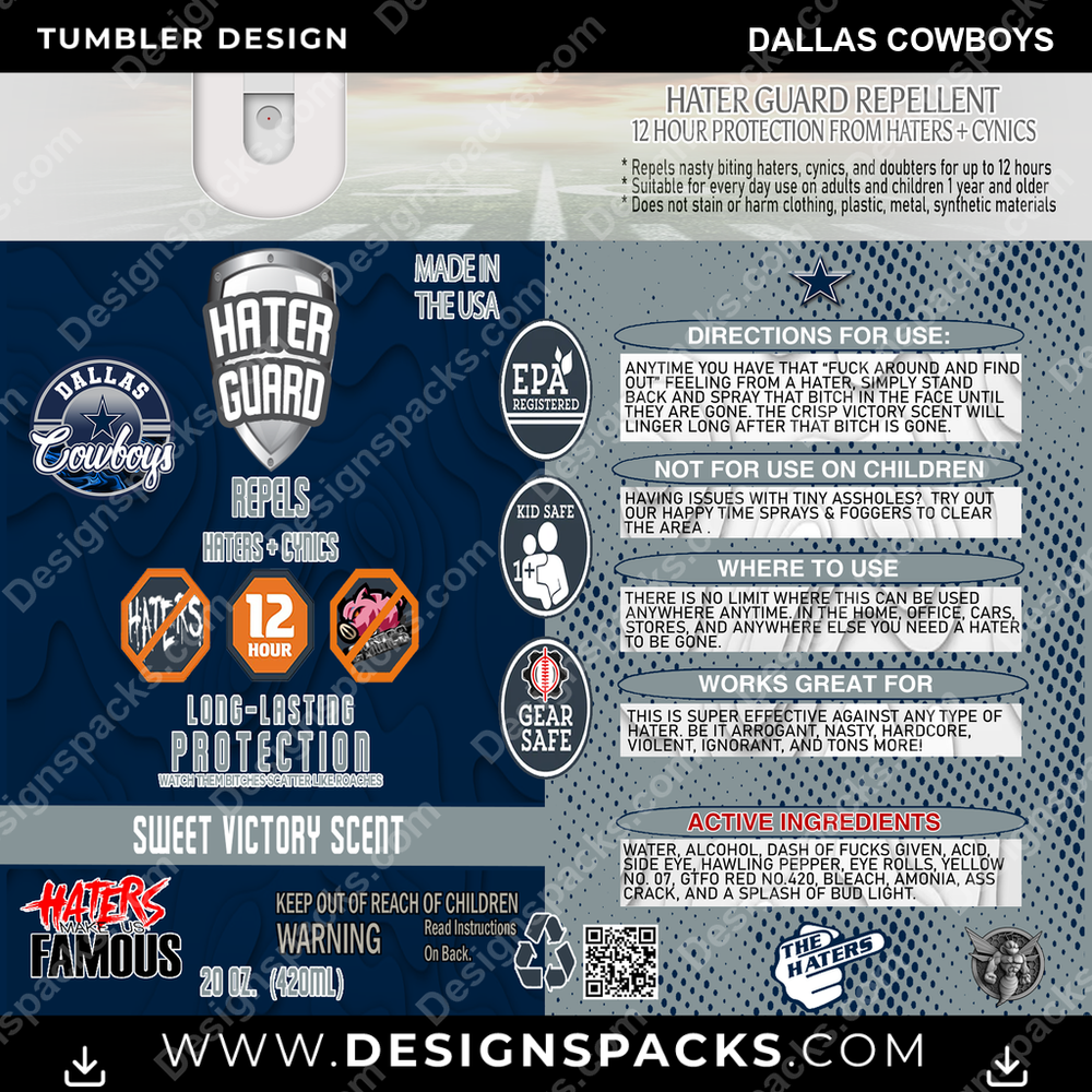 Football Hater Guard Dallas Cowboys Tumbler Digital Wrap Design