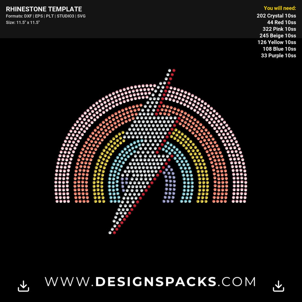 Lightning Ray Rainbow Rhinestone Digital Template