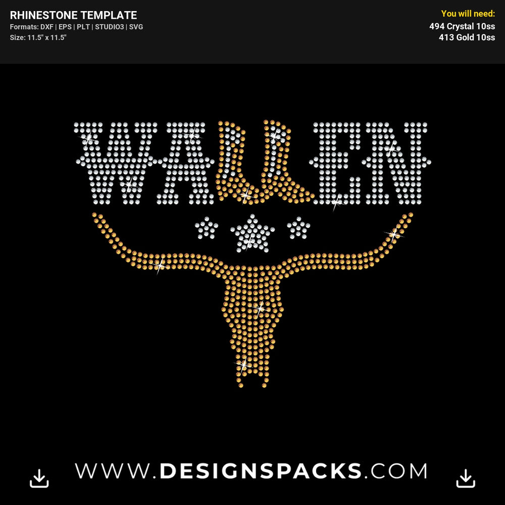 Bullhead Wallen Boots Rhinestone Digital Template