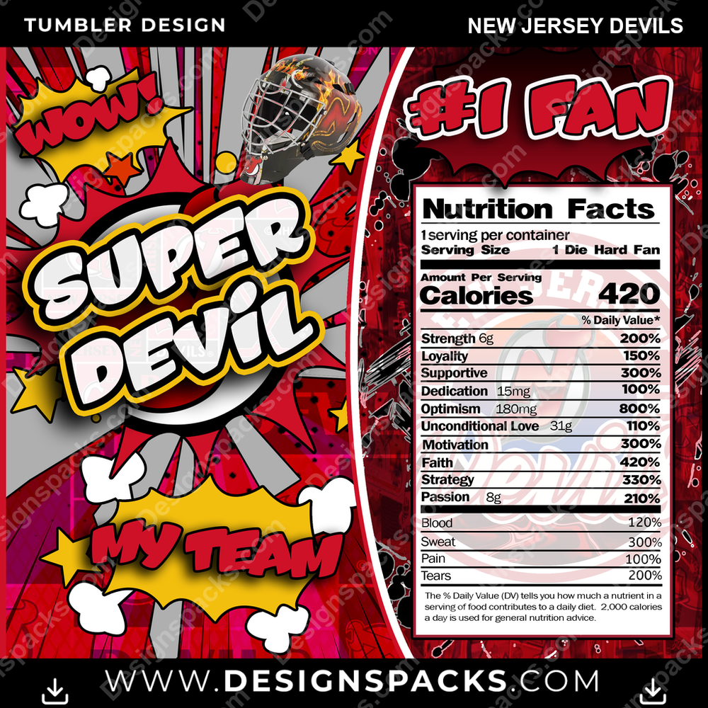 Hockey Super Team New Jersey Devils Tumbler Digital Wrap Design