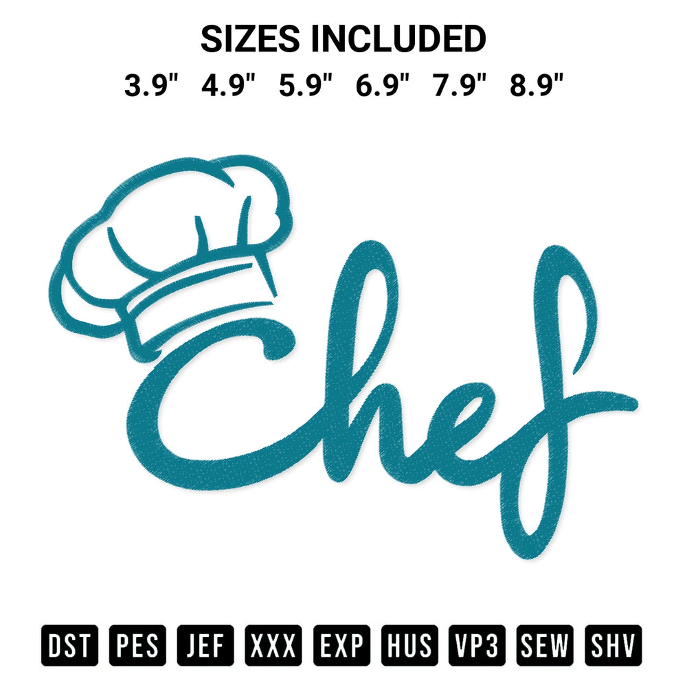 Elevate your next project with our Chef Embroidery Design embroidery file. Shop high-quality digital patterns instantly at Designspacks.com. Available sizes: 3.9", 4.9", 5.9", 6.9", 7.9", 8.9".