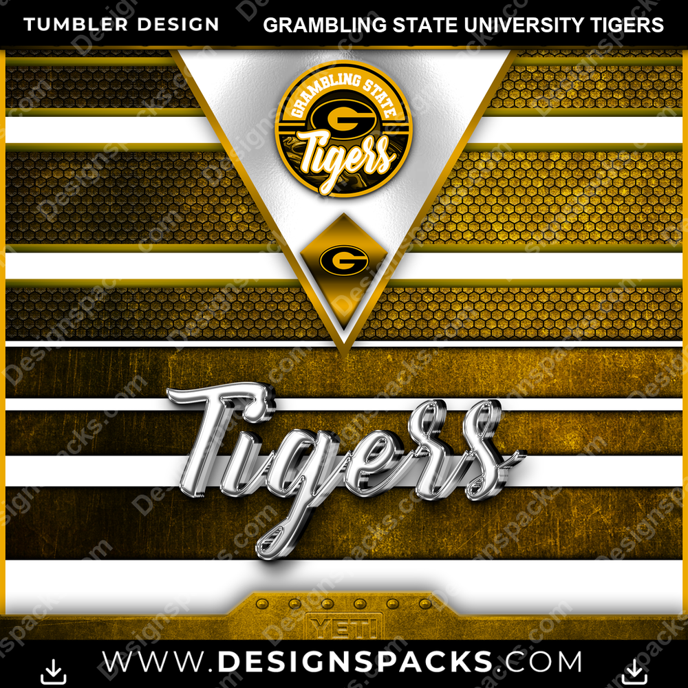 College Sport YETI Grambling State University Tigers NCAA College Sport Tumbler Digital Wrap Design Download