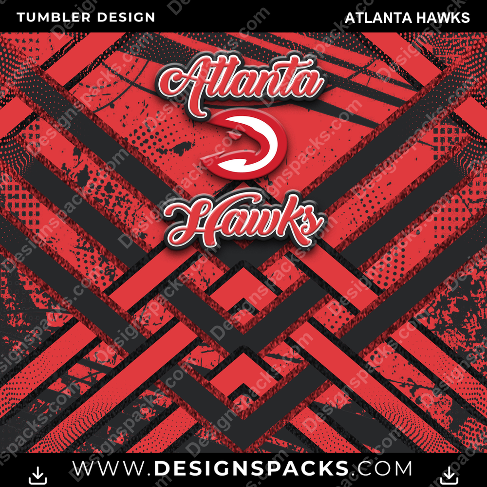 Basketball Glitter Stripe Atlanta Hawks Tumbler Digital Wrap Design