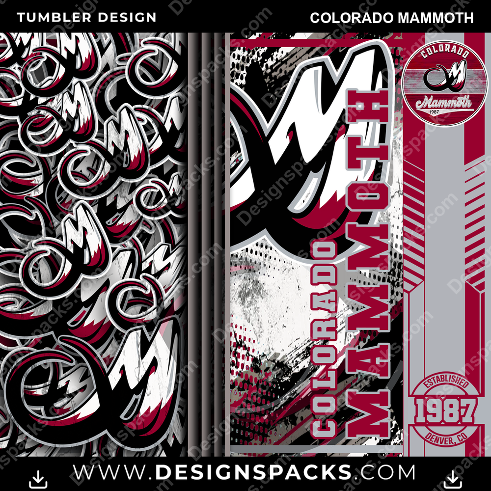 Lacrosse Sports Colorado Mammoth PLL Lacrosse Tumbler Digital Wrap Design Download