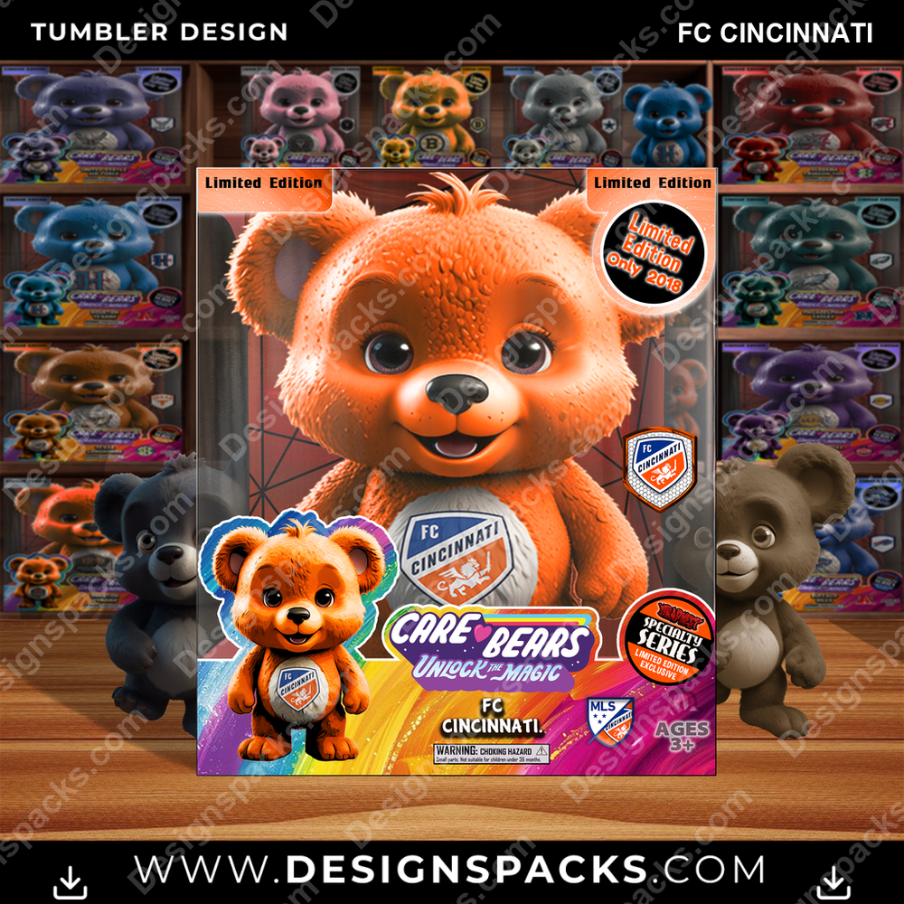 Soccer Care Bear Box FC Cincinnati Tumbler Digital Wrap Design