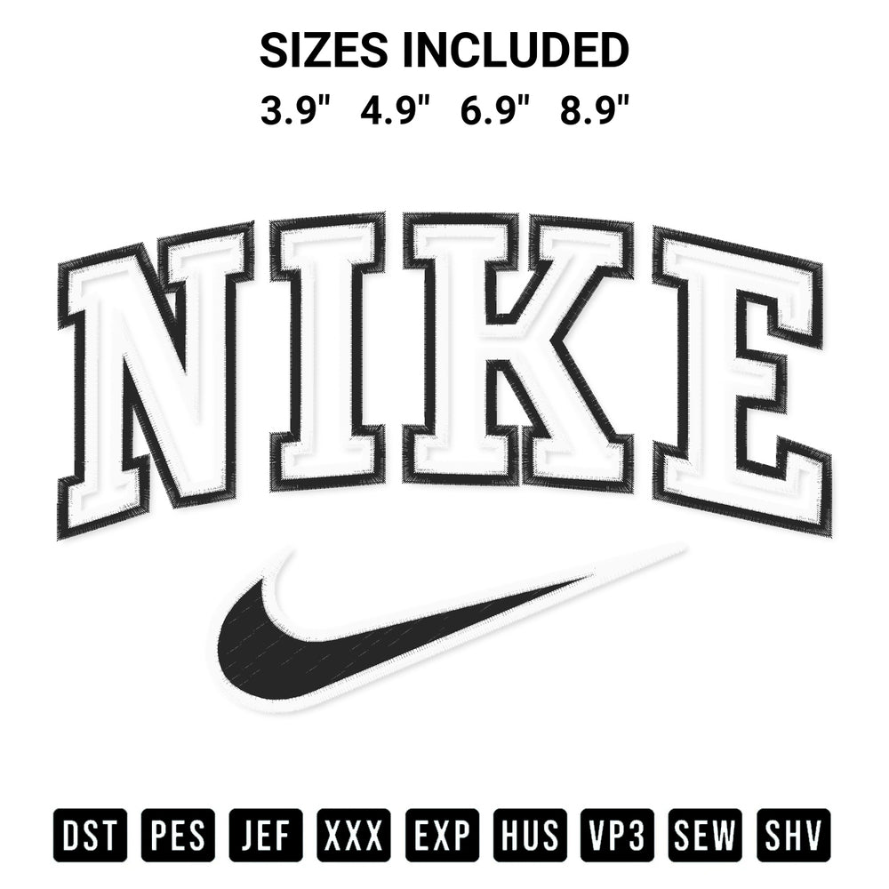 Transform your fabrics with the Nike Double Embroidery Design embroidery design. Instant access to premium digitized patterns at Designspacks.com. Available sizes: 3.9", 4.9", 6.9", 8.9".